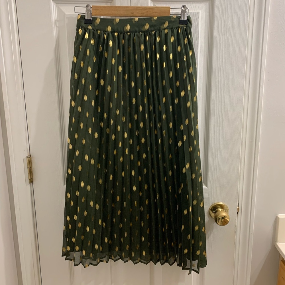 Green and gold midi skirt